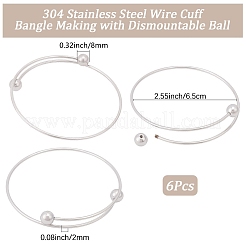 6 pieza de brazalete ajustable de alambre de acero inoxidable 304.&nbsp;MAK-BBC0001-24B-P