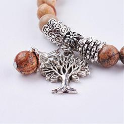 Natur Bildjaspisses Stretch-Armbänder&nbsp;BJEW-F262-A11