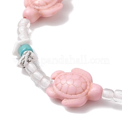 Bracelets tressés en perles synthétiques turquoise et magnésite&nbsp;BJEW-JB11677