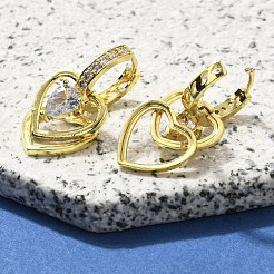 Orecchini a cerchio in ottone chiaro con zirconi cubici&nbsp;EJEW-M047-12G