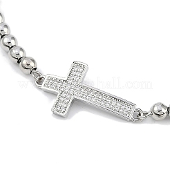 Bracelets en argent avec micro pavé de zircons cubiques en laiton plaqué rack&nbsp;BJEW-P341-04P