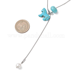 Collane pendenti con perle di conchiglia e cavallo in turchese sintetico tinto&nbsp;NJEW-JN05895-01