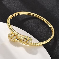 Brazaletes con bisagras de circonita cúbica transparente con micropavé de latón&nbsp;BJEW-S168-03G