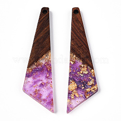Pendentifs en résine transparente et bois de noyer&nbsp;RESI-N039-70F