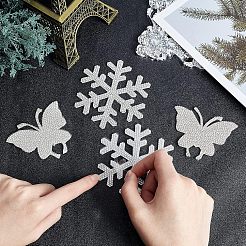 4 Stück 2 Stil Schneeflocke & Schmetterling Glitzer Hotfix Strass&nbsp;DIY-FH0003-49
