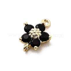Messing Pavé Zirkonia Blumen Glieder Verbinder Charms&nbsp;KK-H089-34G-03