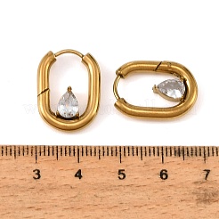 Pendientes de aro de acero inoxidable 304 con circonitas cúbicas para mujer&nbsp;SA-CBAF36C-05G
