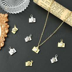 8 Stück 4 Stile Messing Pavé Zirkonia Kamera Charms&nbsp;KK-CJ0004-36