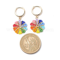 Japanische geflochtene Blumenohrringe in Regenbogenfarben&nbsp;EJEW-MZ00003