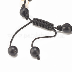 Rundes synthetisches türkisfarbenes (gefärbtes) geflochtenes Perlenarmband mit Totenkopf aus Legierung&nbsp;BJEW-JB07863-03