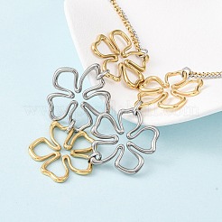 Zweifarbige Blumen-Halsketten aus 304 Edelstahl für Damen&nbsp;NJEW-F361-01GP