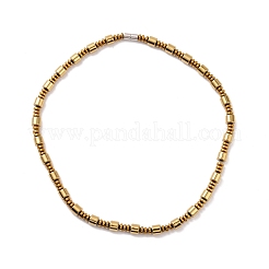 Bracciale con collana di perline a colonna in ematite sintetica e ottone con fermagli magnetici&nbsp;SJEW-G079-01B