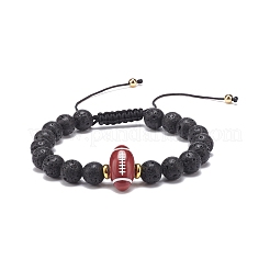 Bracelet en pierre de lave naturelle et perles tressées en acrylique&nbsp;BJEW-JB08554