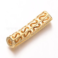 Perles tubes en laiton avec zircone cubique de micro pave&nbsp;ZIRC-M101-03G-FF