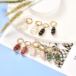Pendientes colgantes de piedras preciosas naturales y sintéticas envueltos en alambre de cobre para mujer&nbsp;EJEW-JE04628