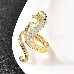 Manschettenringe aus 304 Edelstahl und Emaille mit Ozeanmotiv für Damen&nbsp;RJEW-F192-01B-G