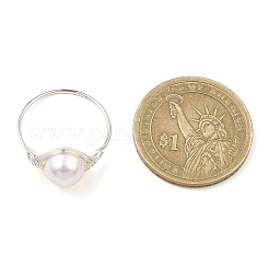 Fingerring aus geflochtenen Naturperlen&nbsp;RJEW-JR00586-02