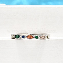 Verstellbare Messing-Fingerringe mit Mikropflaster und Zirkonia für Damen&nbsp;RJEW-H247-15P