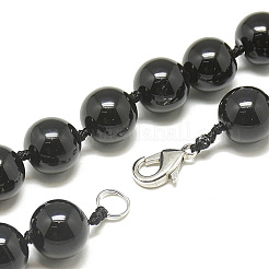 Colliers de perles d'agate noire teintées et chauffées naturellement&nbsp;NJEW-S404-02