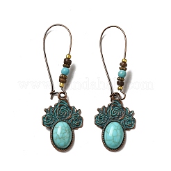3 paires de boucles d'oreilles pendantes en alliage de style larme&nbsp;EJEW-G330-08R
