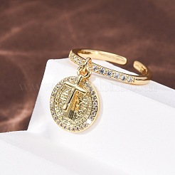 Manschettenringe aus Messing mit Mikropavé-Zirkonia für Damen&nbsp;RJEW-K264-08G