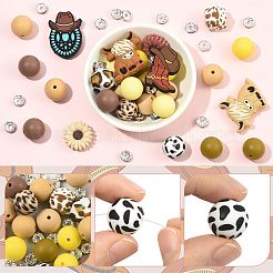 50 kit de perles d'espacement en silicone et en laiton avec strass&nbsp;DIY-FS0010-51
