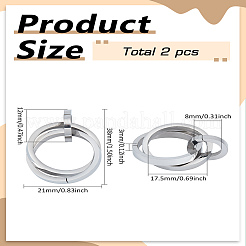 2 pendentif à anneaux entrelacés en acier inoxydable 304&nbsp;STAS-LP0002-84P