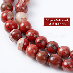 Naturale diaspro rosso filamenti di perline rotondo&nbsp;G-OC0001-68