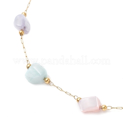 Tobilleras de cadena de eslabones de acero inoxidable 304 y concha natural teñida con pepitas&nbsp;AJEW-AN00726