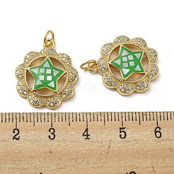 Pendentifs avec zircon cubiques à micro-pavés en laiton&nbsp;KK-H457-02G-02