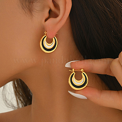 Pendientes de aro de acero inoxidable con forma de luna&nbsp;JD2482-2