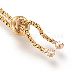 Pulsera deslizante ajustable de acero inoxidable 304 chapada en oro real de 18k/fabricación de pulseras bolo&nbsp;X-STAS-I153-03G-01