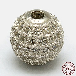Runde 925 Sterling Silber Perlen&nbsp;STER-O021-01S-6mm