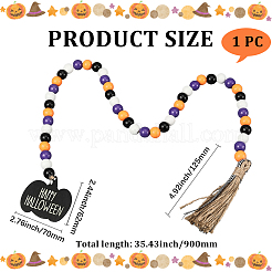 Decorazione rotonda di perline di legno per Halloween&nbsp;AJEW-WH20019-61
