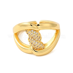 Anelli da donna aperti con micro pavé di zirconi cubici trasparenti in ottone&nbsp;RJEW-A048-18G