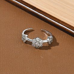 Messing Micro Pave Zirkonia Manschette offene Ringe&nbsp;RJEW-C163-22P