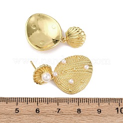 Ohrstecker in Muschelform aus Messing&nbsp;EJEW-H165-01A-G