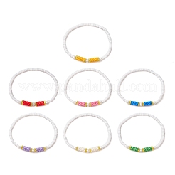 7 bracelet extensible en perles de rocaille en verre de 7 couleurs pour femmes&nbsp;BJEW-MZ00153