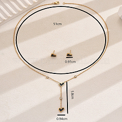 201 Edelstahl-Strass-Lasso-Halskette und Ohrstecker-Set&nbsp;BF5135