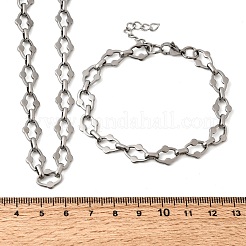 Conjuntos de joyería de pulsera y collar de cadena de eslabones de acero inoxidable 304&nbsp;SJEW-L199-20P