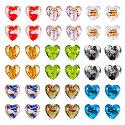 45 Stück 9 Stile handgefertigte Bunte Malerei-Glasperlen aus Silberfolie&nbsp;FOIL-TA0001-03