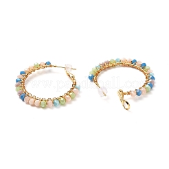 Boho boho rotondo cerchio grande orecchini a cerchio con perle di vetro&nbsp;EJEW-JE04618