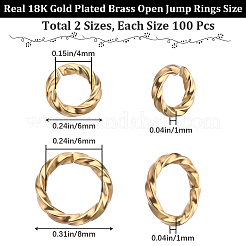 200 Stück 2 Stile Messing offene Biegeringe für Chainmaille Weben&nbsp;KK-CN0002-52