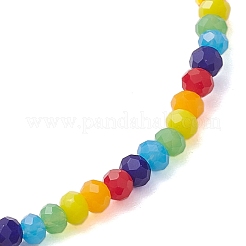Braccialetti elasticizzati da donna con perline di vetro rondelle sfaccettate color arcobaleno&nbsp;BJEW-JB10547