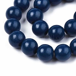 Brins de perles de bois naturel peintes à la bombe&nbsp;WOOD-S053-57B