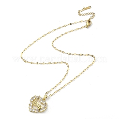 Cuore con parola amore collane in ottone con ciondolo in strass&nbsp;NJEW-Z026-04G