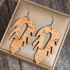 Pendientes colgantes bohemios de madera y aleación de zinc&nbsp;WG7F193-01