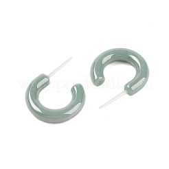 Pendientes de botón en forma de C de cerámica con circonita biocerámica hipoalergénica&nbsp;EJEW-C111-06