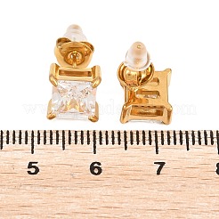 Ohrstecker aus 304 Edelstahl mit Mikropavé und Zirkonia&nbsp;EJEW-Z165-01G-01