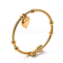 Placcatura ionica (ip) 304 acciaio inossidabile cuore ciondoli bracciale polsino&nbsp;BJEW-P283-07G